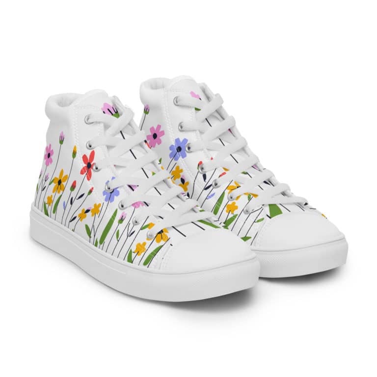 High-Top Leinenschuhe - Blumenwiese