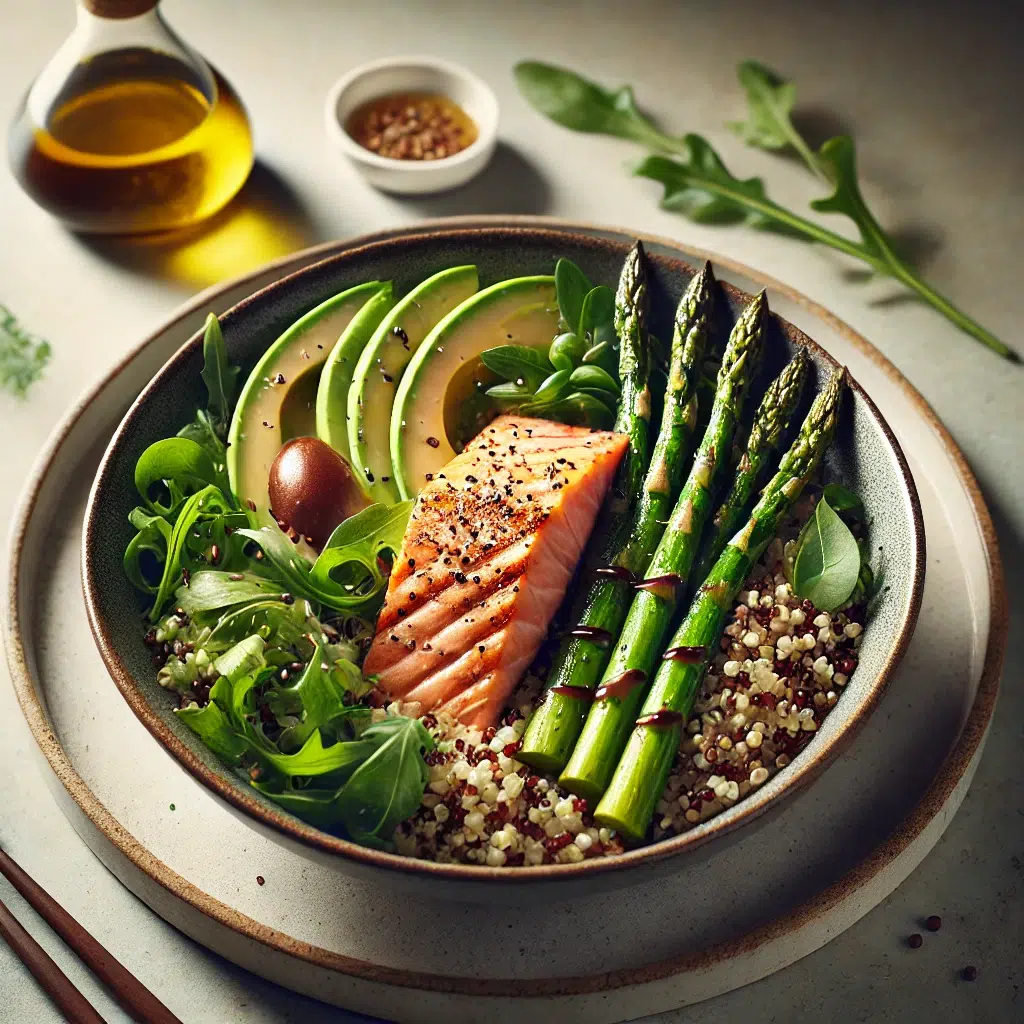 Frühlingshafte Spargel-Bowl mit Lachs & Quinoa