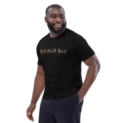 Bad Hair Day Shirt für Männer, 4 Farben, 8 Größen – Bio-Baumwolle & Grunge-Print