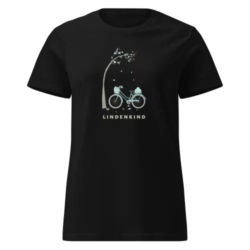 Lindenkind T-Shirt No. 01: Weiches Damen-T-Shirt aus 100 % Baumwolle mit Naturprint. Leicht tailliert, fair produziert und OEKO-TEX 100 zertifiziert – exklusiv bei Frau Hippe.